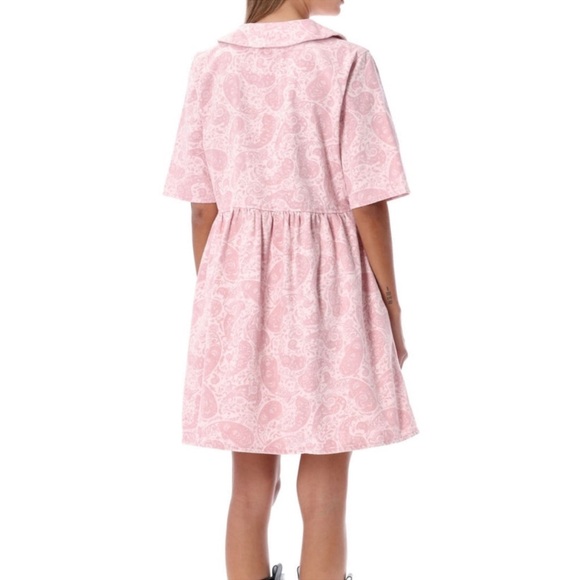 GANNI Denim Paisley Floral Boho Oversized Mini Wrap Dress 12 Pink XL (44) - Picture 4 of 16